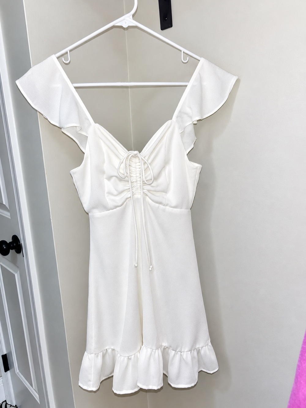 Altar'd State Ivory Ruffle Tie-Front Slip Dress